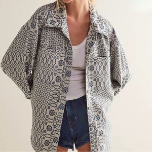 Free People We The Free So Long Summer Boxy Jacquard Button Down Jacket Small